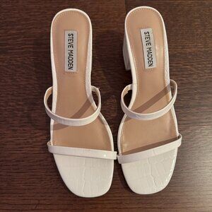 Steve Madden White Crocodile Block Heel Shoes Size 9